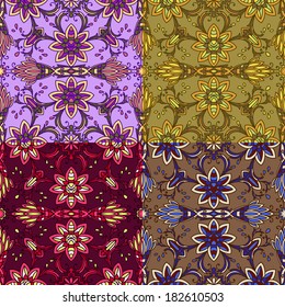 Set of four colorful seamless patterns. Vector illustration. EPS-8.