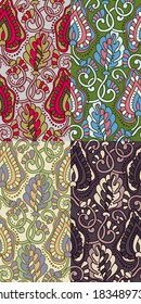 Set of four colorful seamless patterns. Vector illustration. EPS-8.
