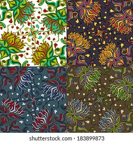Set of four colorful seamless patterns. Vector illustration. EPS-8.