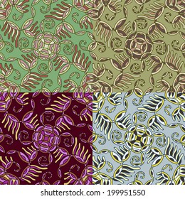 Set of four colorful seamless patterns. Vector illustration. EPS-8.