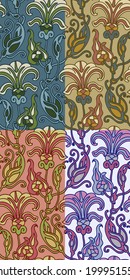 Set of four colorful seamless patterns. Vector illustration. EPS-8.