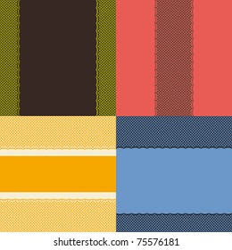 Set of four colorful seamless patterns with lace net