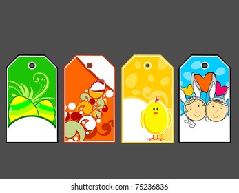 set of four colorful shopping tag for easter