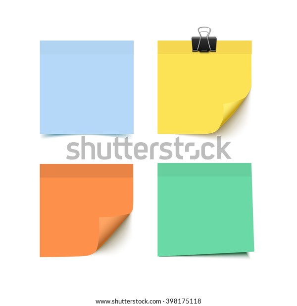 Set Four Colorful Sticky Notes Realistic Stock Vector (Royalty Free ...