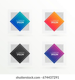 Set of four colorful text frame or banners