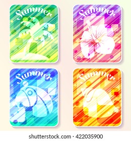 Set of four colorful tropical summer designs (eps10); jpg version also available