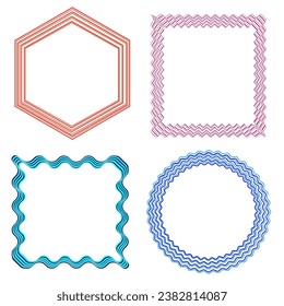 Set of four colorful vector frames in doodle style on a white background