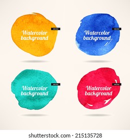 set of four colorful watercolor circles backgrounds