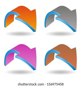 set of four coloured glossy 3D arrows - vector illustration