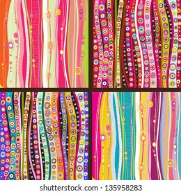 Set of four Colourful line background.Strips background can be used for wallpaper, web page background,surface textures and so on