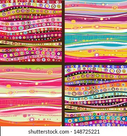 Set of four Colourful line background.Strips background can be used for wallpaper, web page background,surface textures and so on