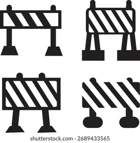 Set of four construction barricade icons