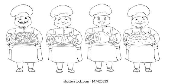 set of four contours of cooks