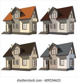 set of four cottages on white background vector illustration