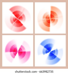Set of four creative abstract elements in different colors.