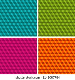 Set of four cube patterns. Collection of different abstract patterns. Eps10 Vector.