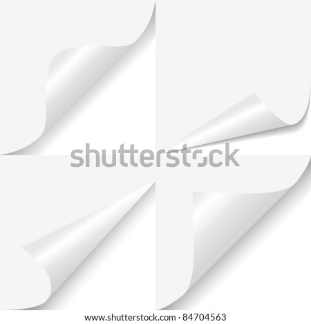 Set of four curled corners of white sheet Сток-фото © 