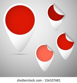 set of four curled tag colored red for sale
