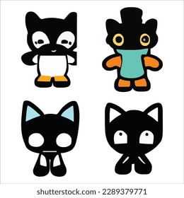 Set of four cute alien style cartoons design vector file