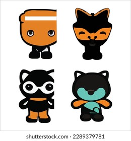 Conjunto de cuatro dibujos animados de estilo alienígena diseño archivo vectorial