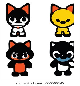 Conjunto de cuatro dibujos animados de estilo alienígena diseño archivo vectorial