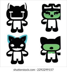 Set of four cute alien style cartoons design vector file