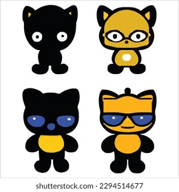 Set of four cute alien style cartoons design vector file