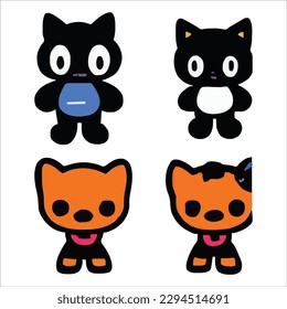 Conjunto de cuatro dibujos animados de estilo alienígena diseño archivo vectorial