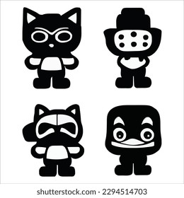 Set of four cute alien style cartoons design vector file