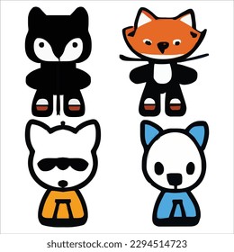 Set of four cute alien style cartoons design vector file
