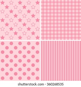 Set of four cute backgrounds in pink tones
