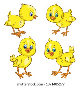 Set Four Cute Little Chickens Cartoon Stock Vector (Royalty Free ...