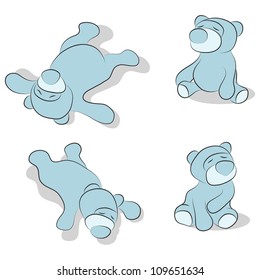 Set of four cute teddy bears