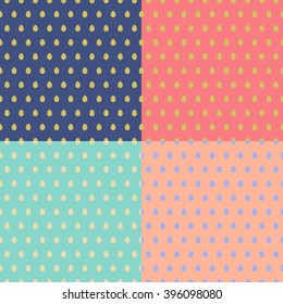 Set of four cute vector seamles patterns with eggs. Easter