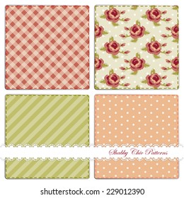 Set of four cute vintage patterns in shabby chic style