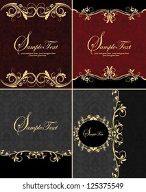 set of four damask invitation card