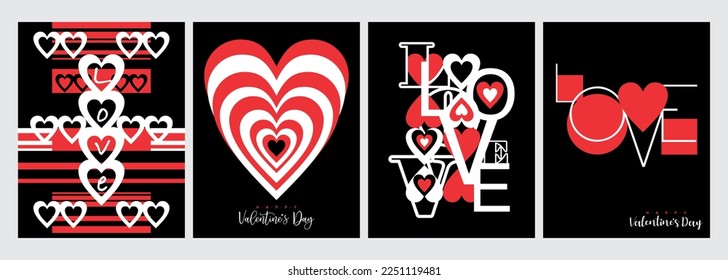Set of four Valentine’s Day greeting cards 