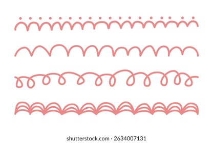 Set of four decorative pink borders with different patterns.