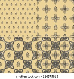 Set of four decorative seamless pattern