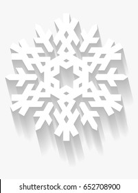 Set of four decorative snowflakes with long shadow. Vector geometric.