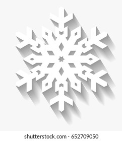 Set of four decorative snowflakes with long shadow. Vector geometric.