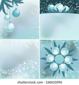 Set of four delicate silver Christmas cards