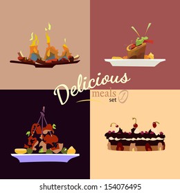 Set of four delicious meals