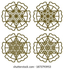 A set of four design elements using the Japanese style of Kumiko zaiku. For laser cutting .