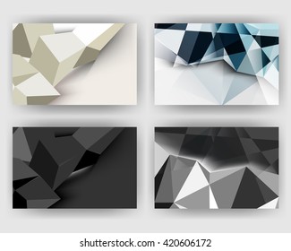 conjunto de cuatro diseños, elegante ilustración de material de fondo del concepto de polígonos triangulares geométricos. vector eps10