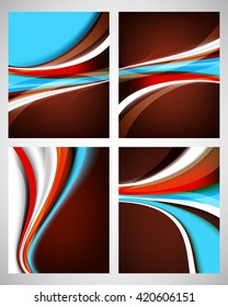 conjunto de cuatro diseños, ondulación de líneas de flujo concepto ilustración de material de fondo. vector eps10