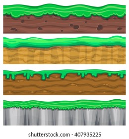 Set of four detailed seamless grounds with grass for video game