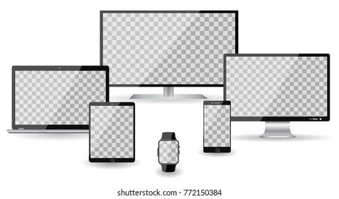 Set four devices - vector illustration for stock