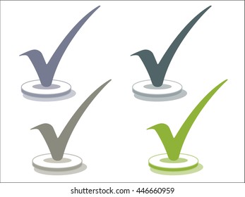 set of four different colored brushstrokes on the round