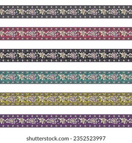 A set of four different colored floral borders